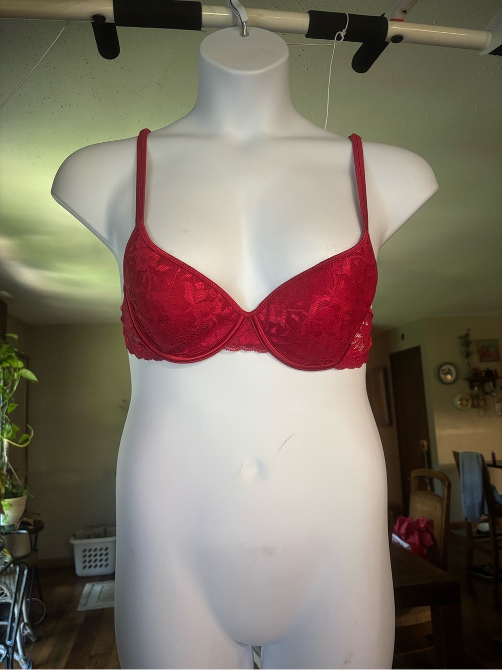 Vintage Vanity Fair Red Lace Underwire Bra Size 34C  - Women Intimates